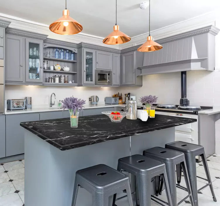 Black marble texture kitchen decal - TenStickers