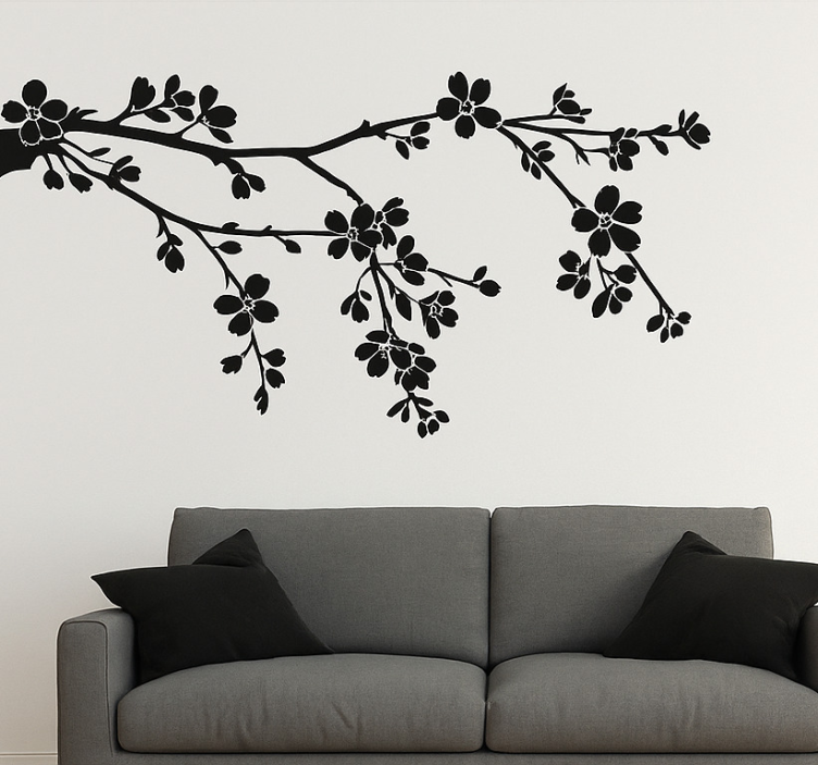 Black Tree branch living room wall sticker - TenStickers