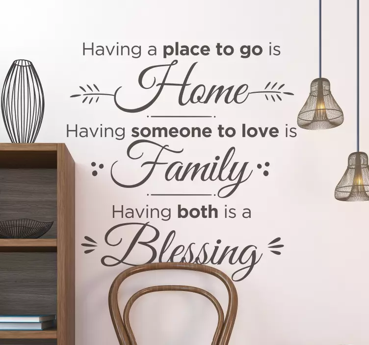 Blessing home and family living room wall sticker - TenStickers