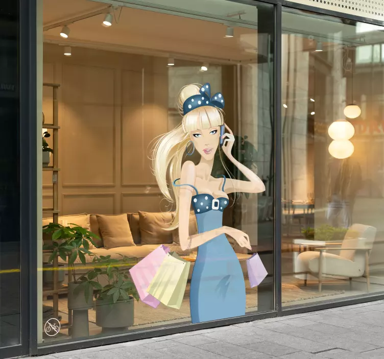 Blonde Girl Shopping Wall Sticker - TenStickers