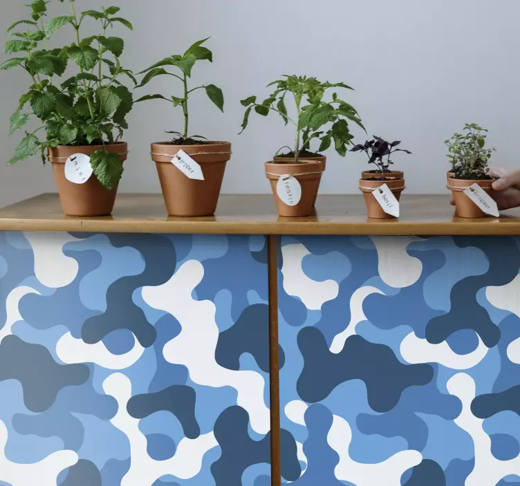 Blue camo pattern furniture sticker - TenStickers