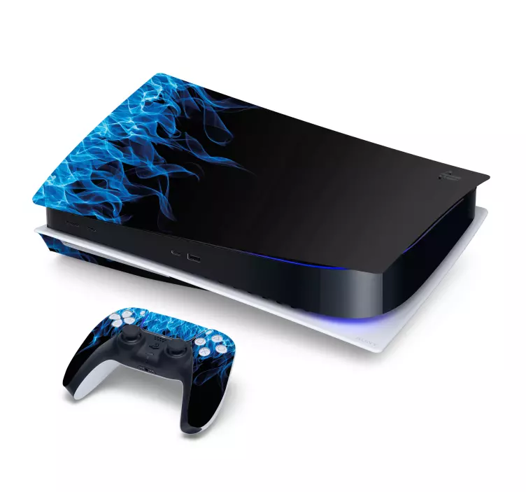 Blue fire flames design ps5 sticker - TenStickers