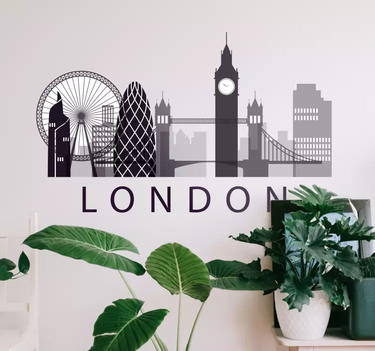 Blue London skyline laptop skins - TenStickers