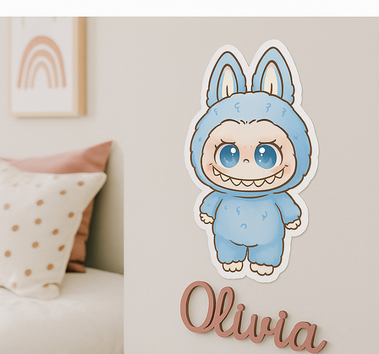 Blue monster doll wall sticker for kids - TenStickers