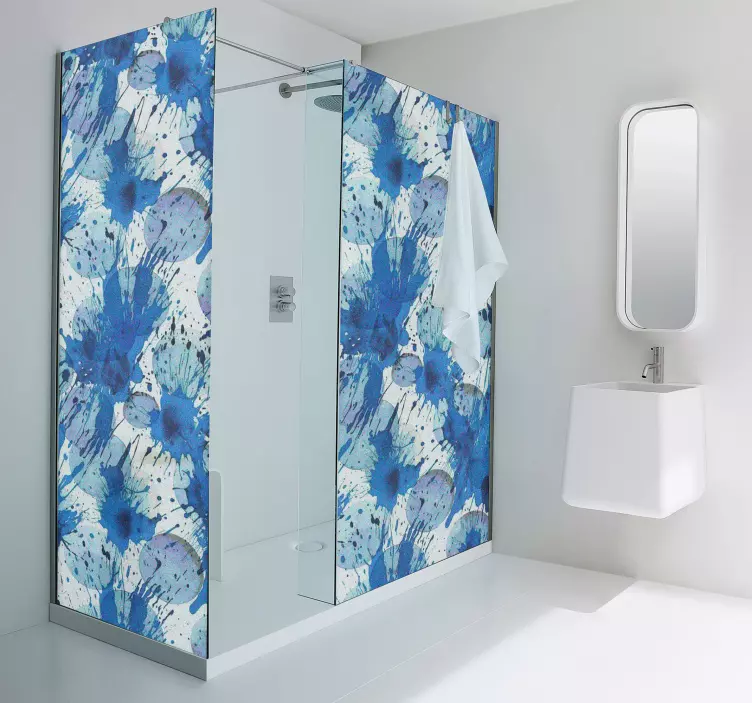 Blue paint art shower wall decal - TenStickers