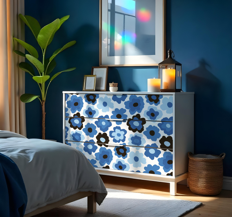Blue poppy flower furniture sticker - TenStickers