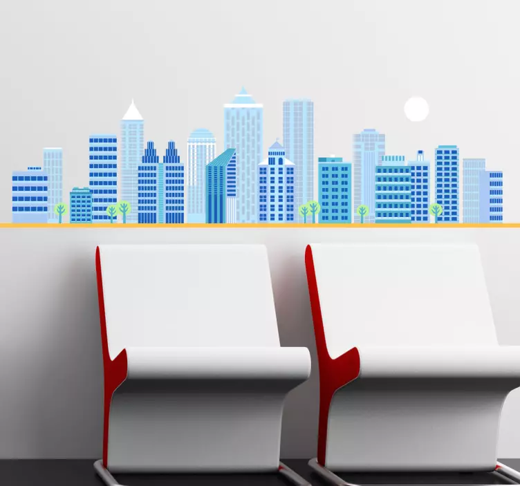 Blue Skyline Wall Sticker - TenStickers