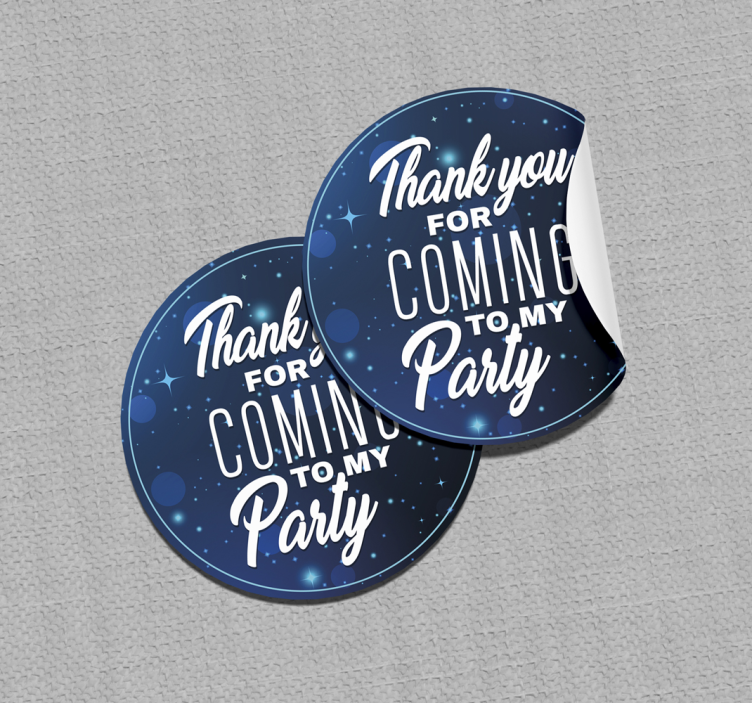 Blue "thank you for coming to my party" sticker - TenStickers