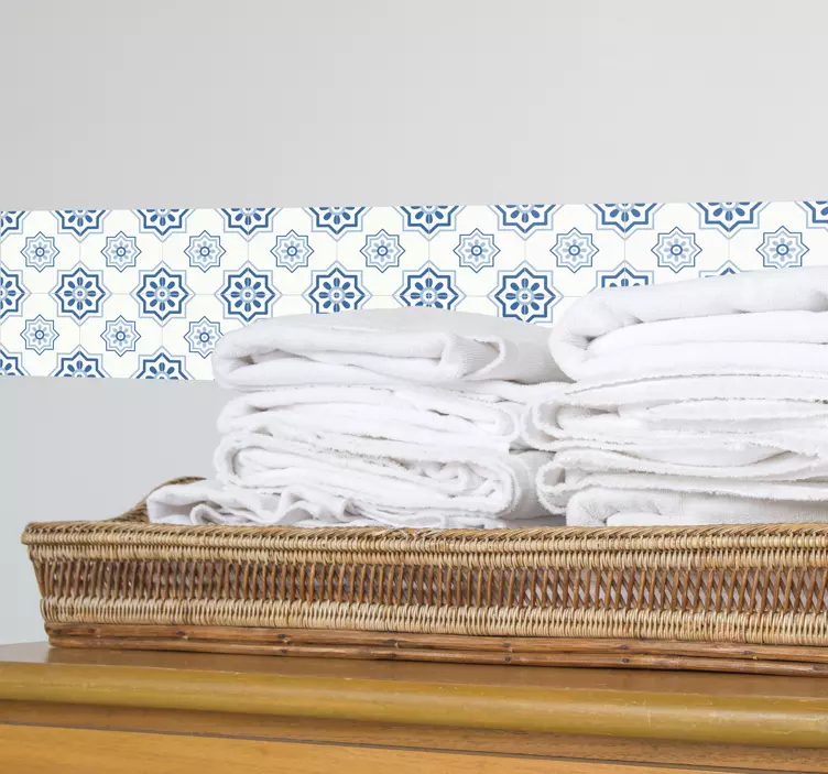 Blue tiles wall border decal - TenStickers