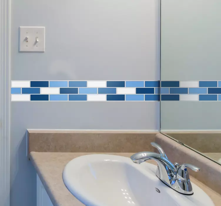 Blue tones tile border bathroom wall sticker - TenStickers