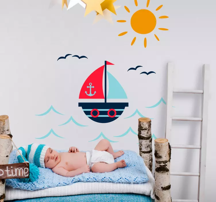 Boat drawing nautical wall sticker - TenStickers