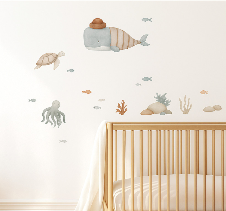 Boho ocean animals wall sticker for kids - TenStickers