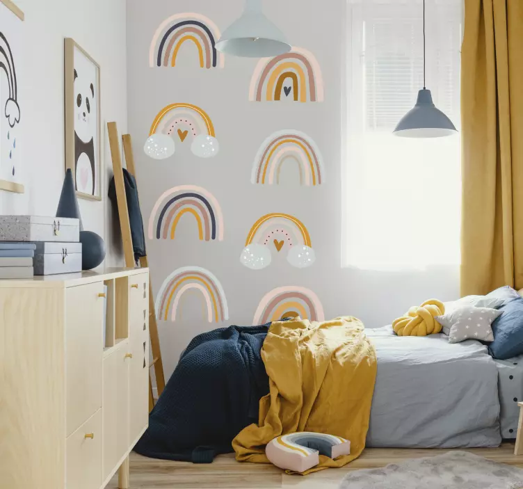 Rainbow wall sticker Boho colourful children - TenStickers