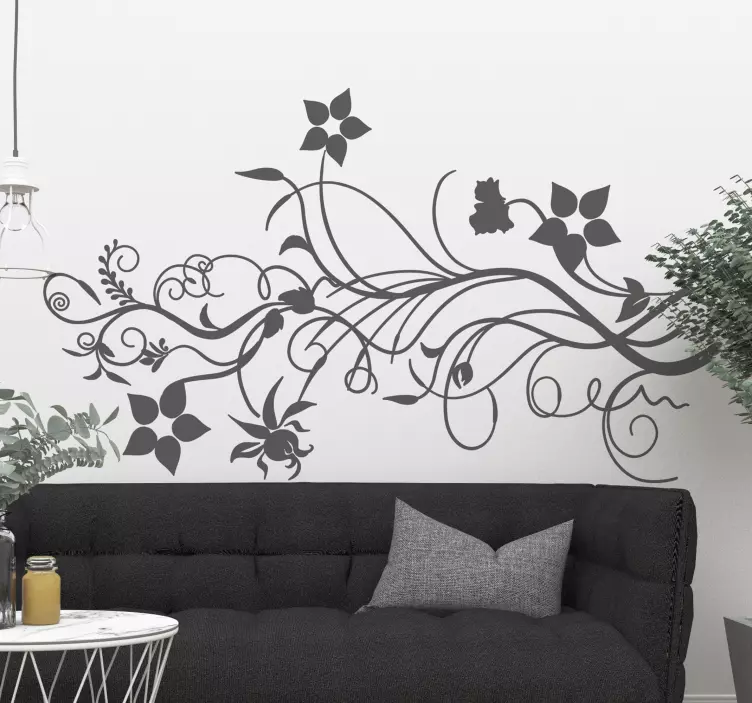 Branching flowers plant living room wall sticker - TenStickers