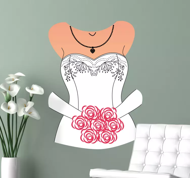 Bridal Gown Bouquet wedding sticker - TenStickers