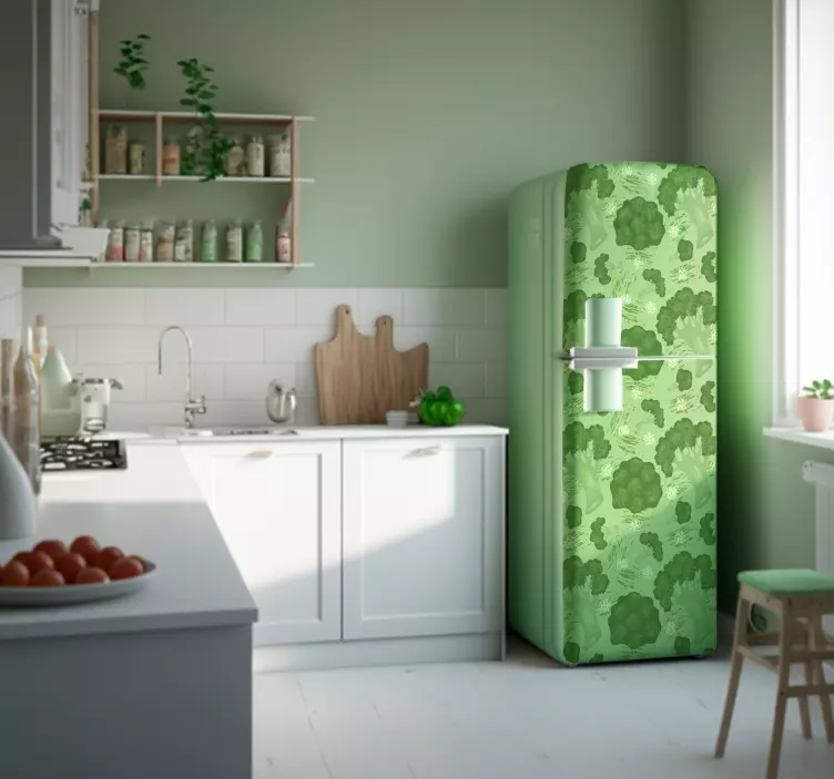 Broccoli pattern fridge vinyl wrap - TenStickers