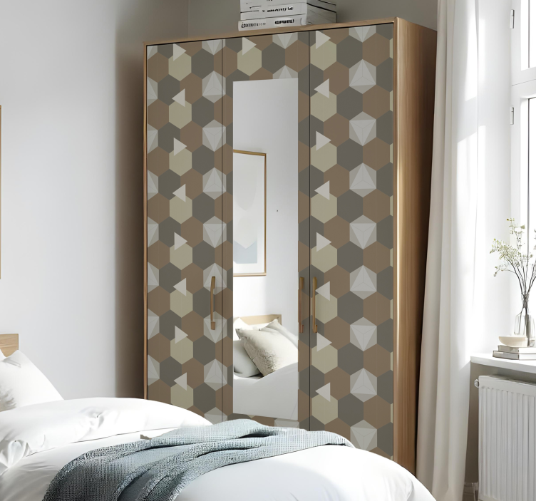 brown hexagons furniture sticker - TenStickers