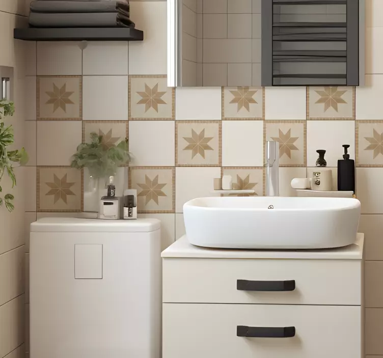 Brown star bathroom tile stickers - TenStickers