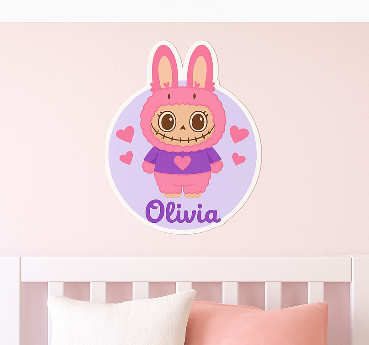 Bunny monster with name wall sticker for kids - TenStickers