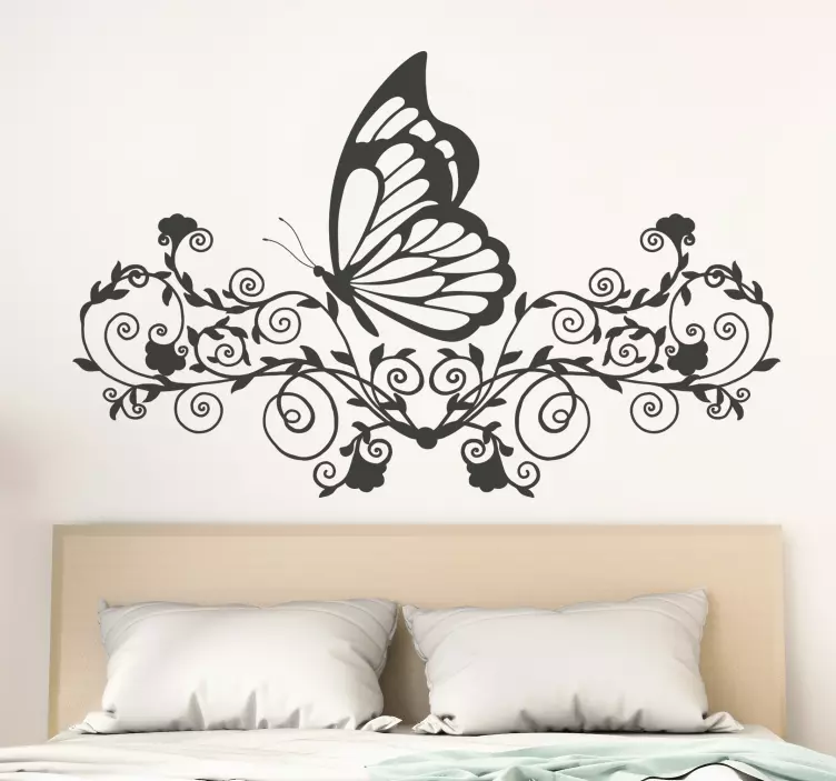 Flowers and butterfly wall sticker - TenStickers