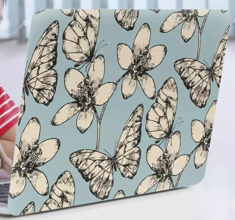 Butterfly Floral Pattern laptop skin - TenStickers