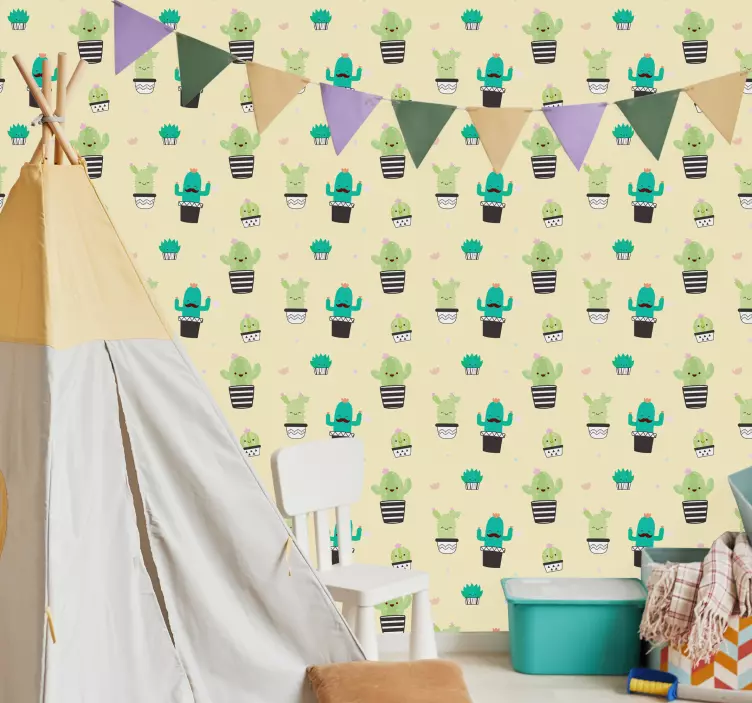 Cacti Wallpaper Sticker - TenStickers