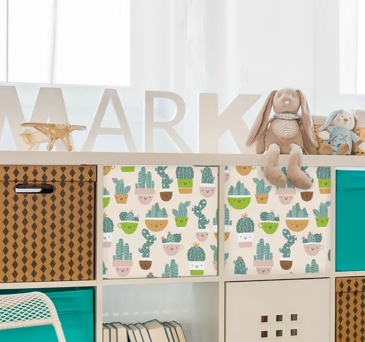 cactus pots furniture sticker - TenStickers