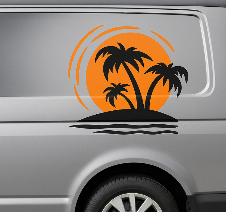 Campervan decal tropical sunset - TenStickers