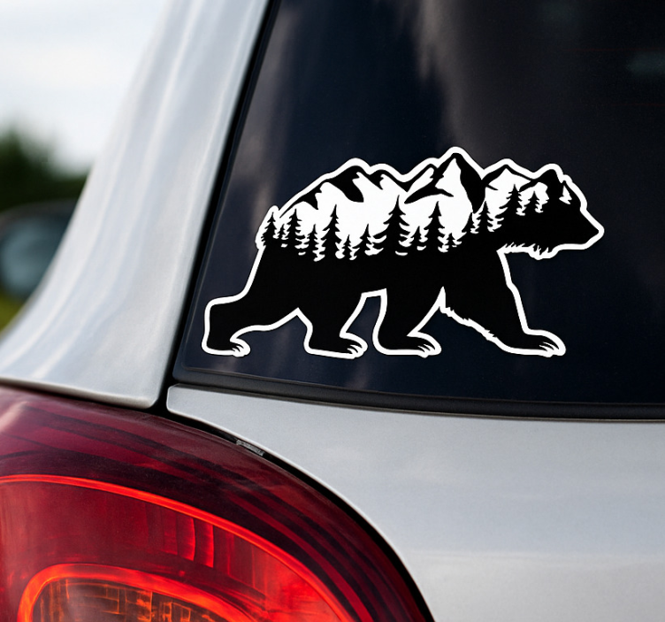 Car sticker mountain wave bear decal - TenStickers