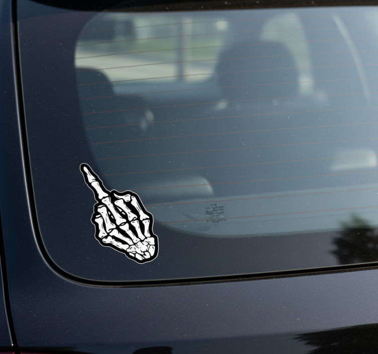 Car sticker skeleton middle finger - TenStickers