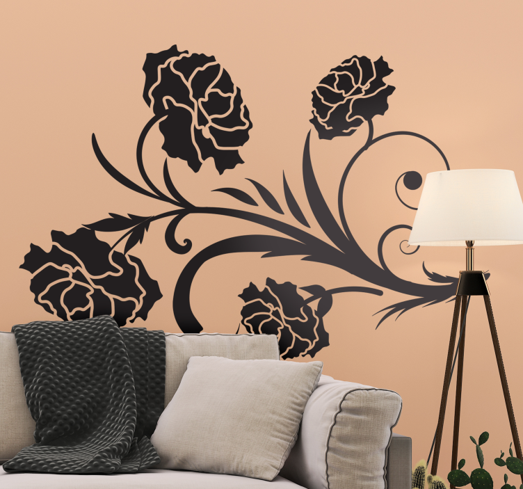 Carnation silhouette flower wall sticker - TenStickers