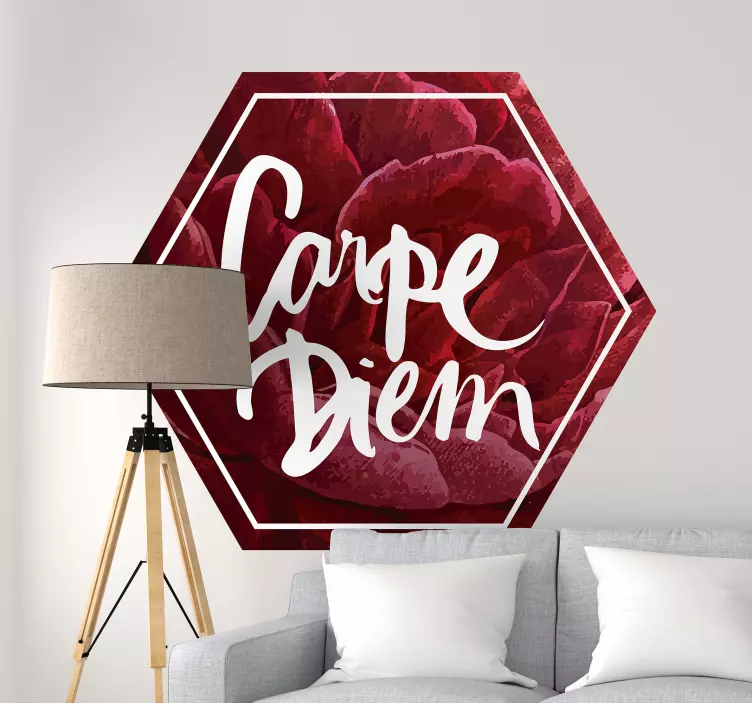 Carpe Diem Flower Design quote wall sticker - TenStickers
