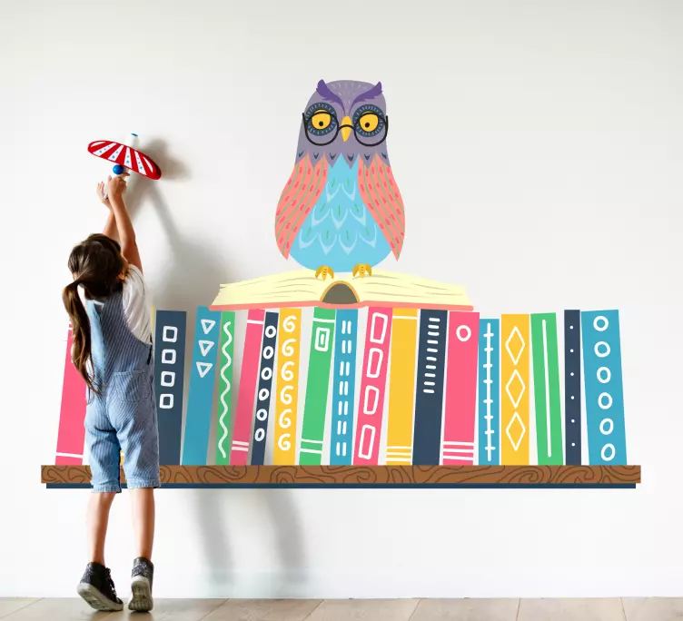 Cartoon Owl with glasses Wall Sticker for Bedroom - TenStickers