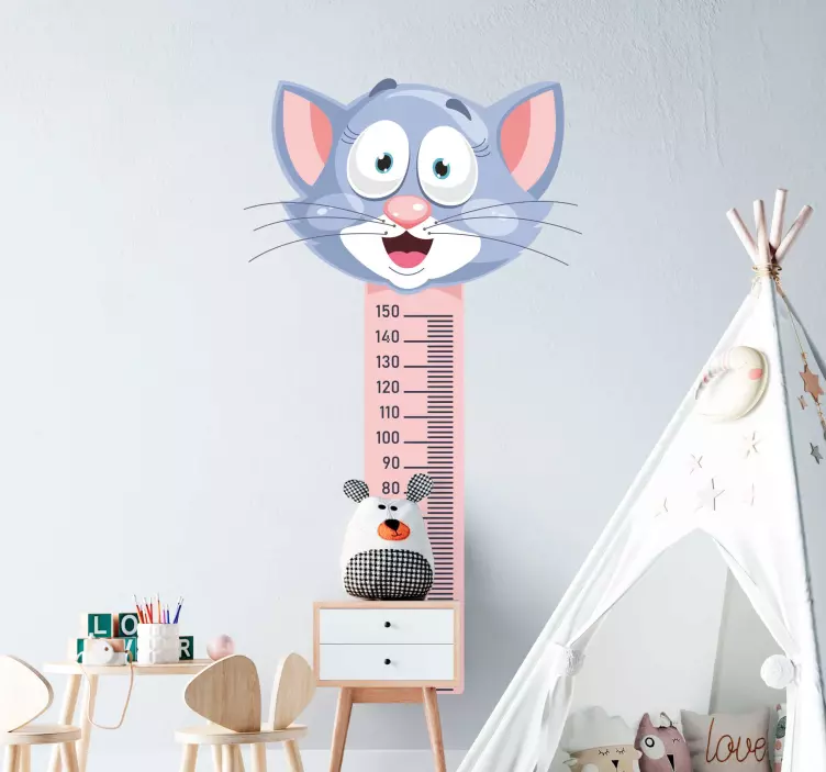 Cat Growth Tracker height chart wall sticker - TenStickers