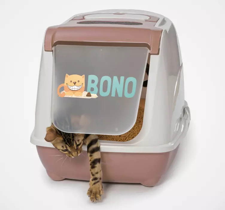 Litter box label name cat sticker - TenStickers