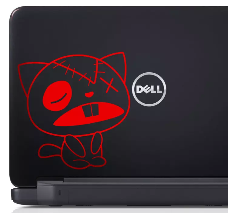 Cat rag laptop sticker - TenStickers