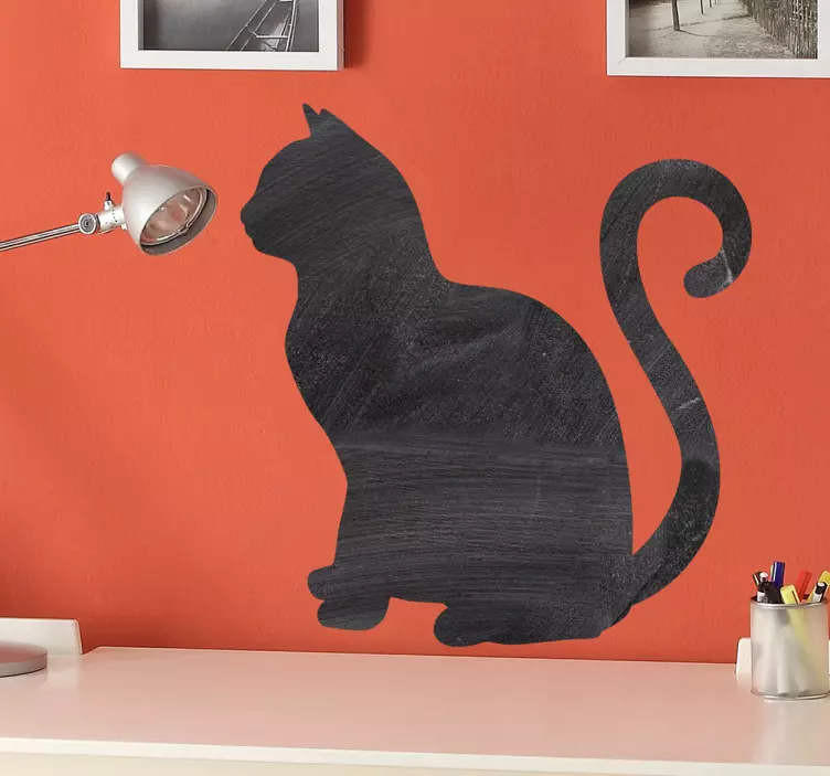 Cat silhouette animal chalkboard sticker for bedroom - TenStickers