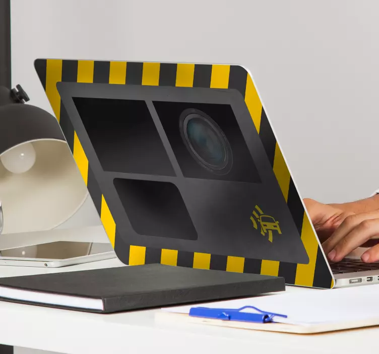 Caution Camera Cover laptop skin - TenStickers