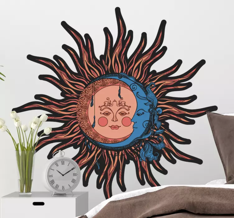 Celestial Sun Moon nature wall sticker - TenStickers