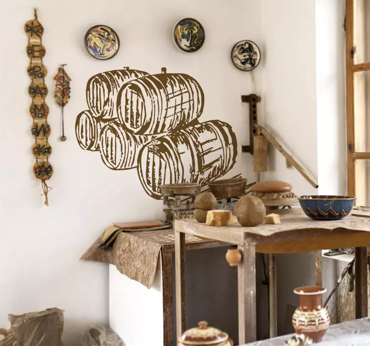 Cellar Barrels Illustration Wall Sticker - TenStickers