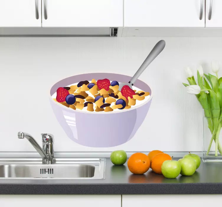 Cereal Bowl Vector Illustration Wall Sticker - TenStickers