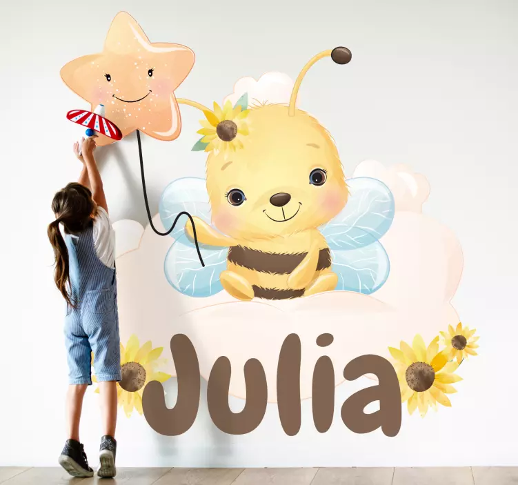 Charming bee design wall sticker for kids - TenStickers