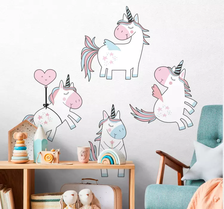 Charming Unicorn Figures wall sticker for kids - TenStickers