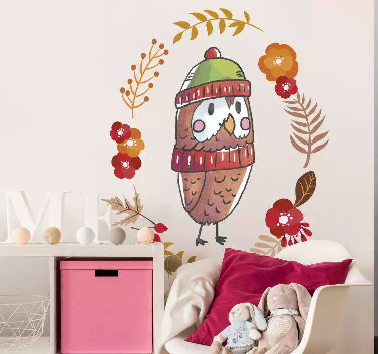 Charming Winter Owl bird wall sticker - TenStickers
