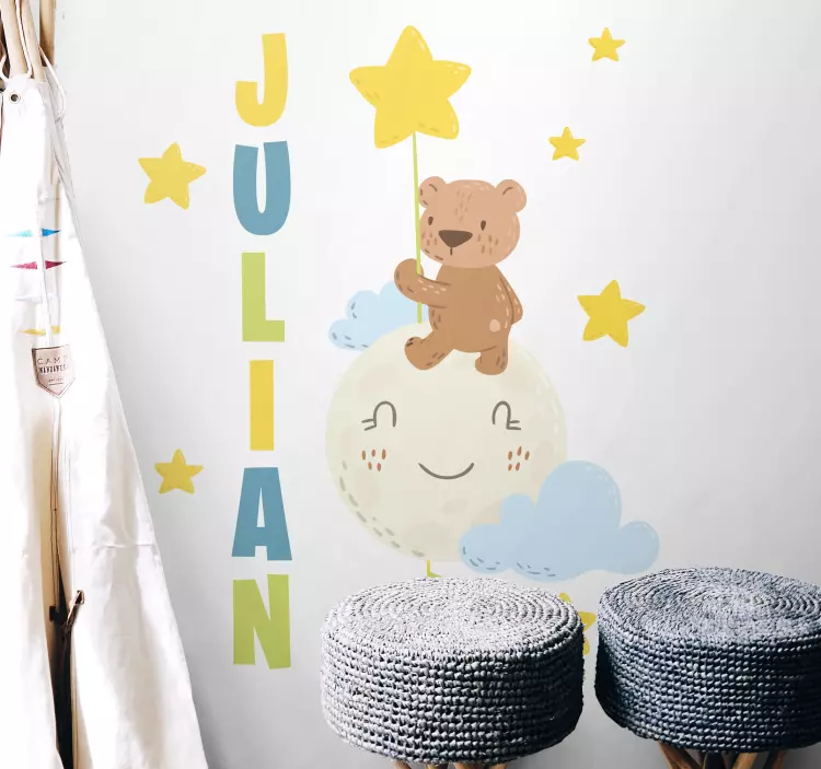 Custom bear balloon wall sticker for kids - TenStickers