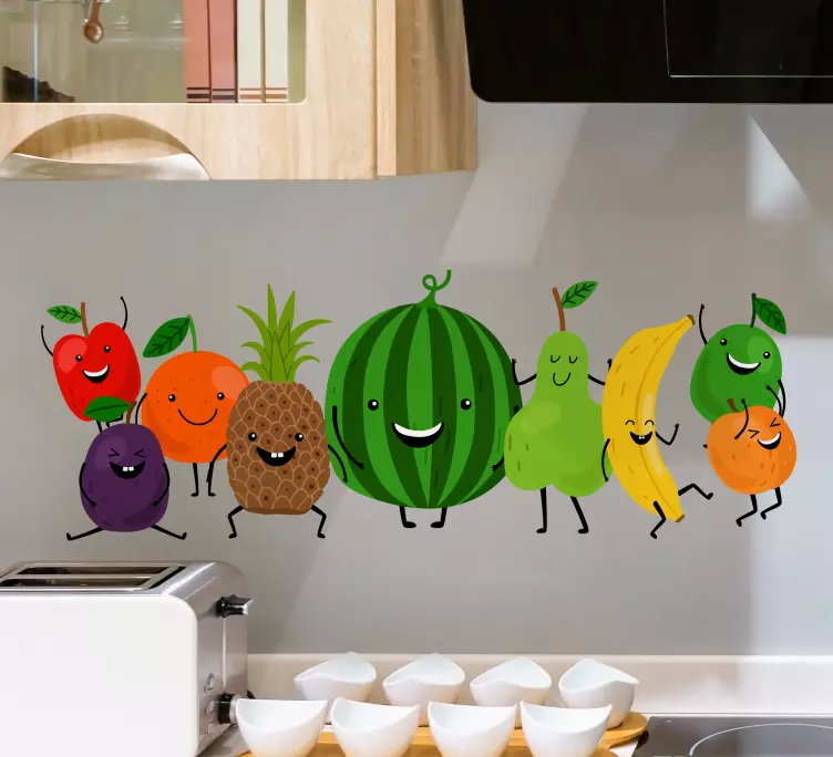 Cheerful Fruit Characters fridge sticker - TenStickers