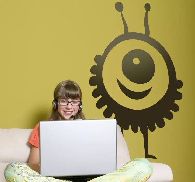 Cheerful Monster Face wall sticker for kids - TenStickers