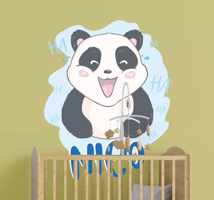 Cheerful Panda Face wall sticker for kids - TenStickers