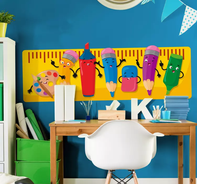 Cheerful Stationery Characters wall sticker for kids - TenStickers