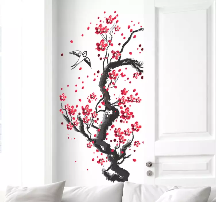 Cherry blossom living room wall sticker - TenStickers